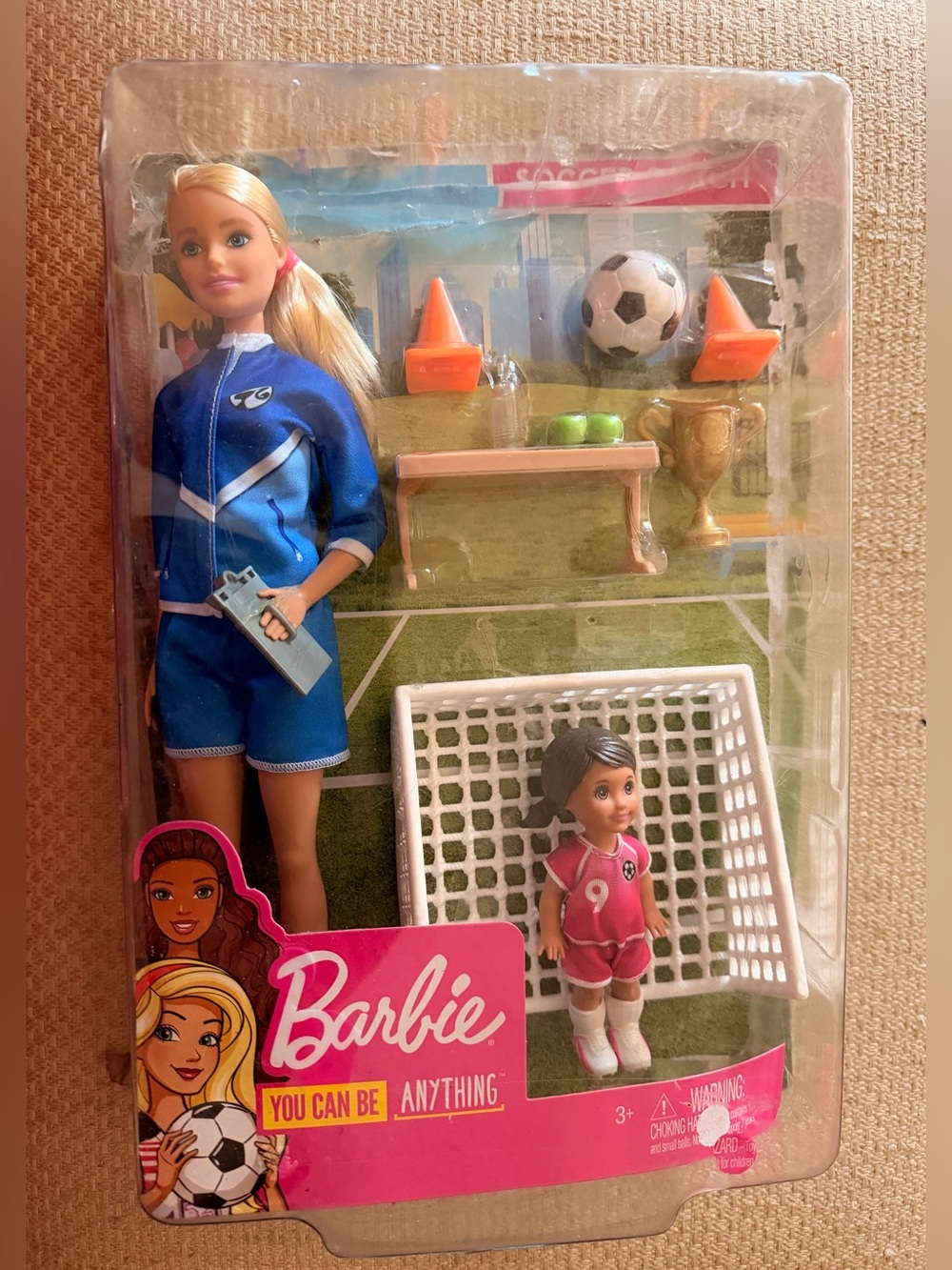 Barbie Soccer Coach & Player Set - Blue, Pink, Orange, White